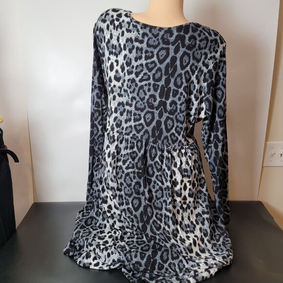 DB Moon 2XL Leopard Print Long Sleeve Dress W/ Pockets pair w/boots or heels - Picture 13 of 14